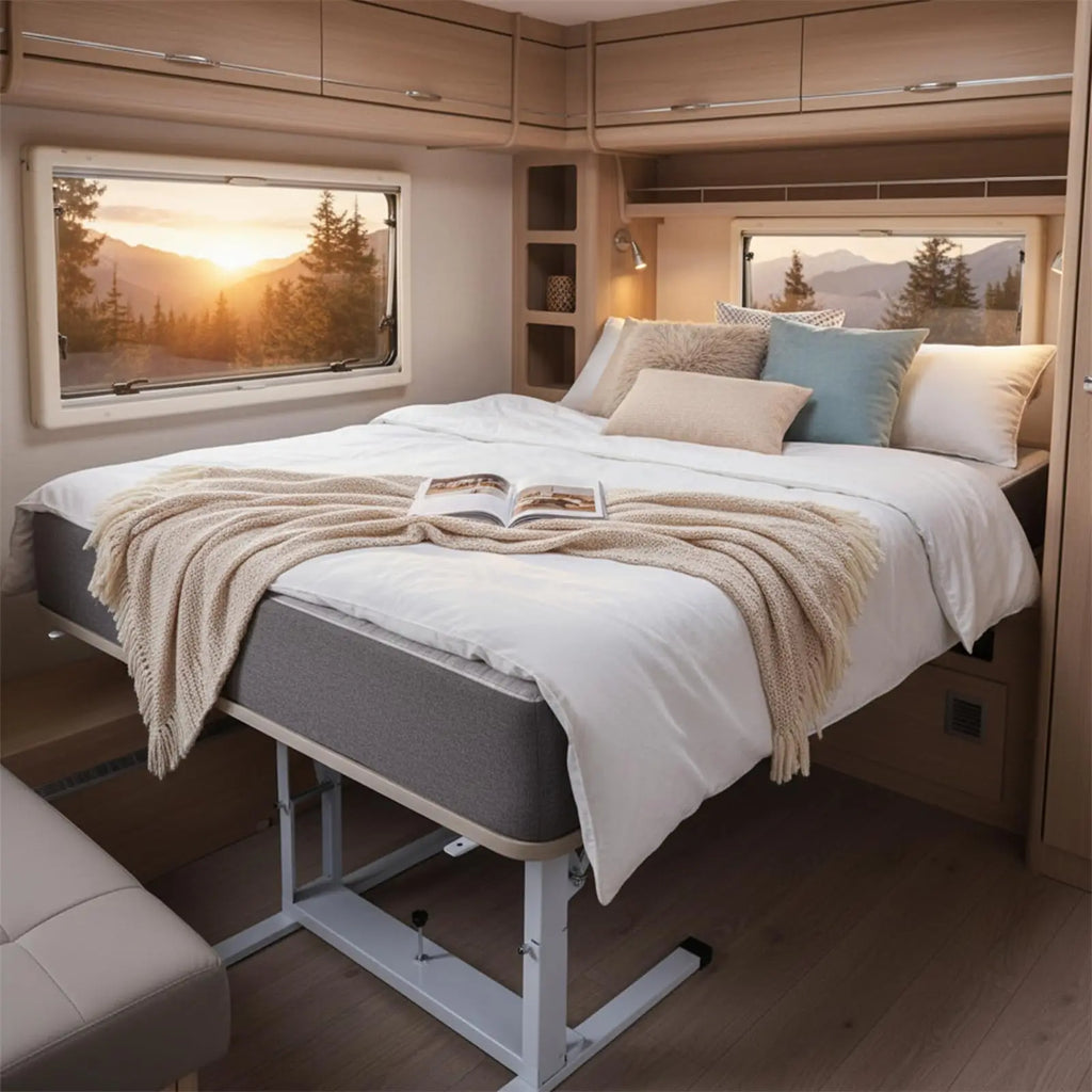 Adjustable RV Folding Table Stand and Bed Frame, Made of Aluminum Alloy, Suitable for Motorhome, Yacht, Campervan
