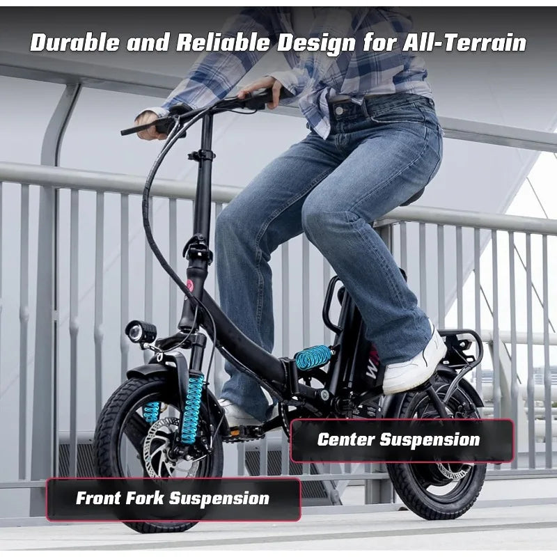 S14/S16 Electric Bike For Adults, Max 19/22 MPH Speed & 28/50 Miles Range (PAS), 500W/750W Peak Motor, Foldable