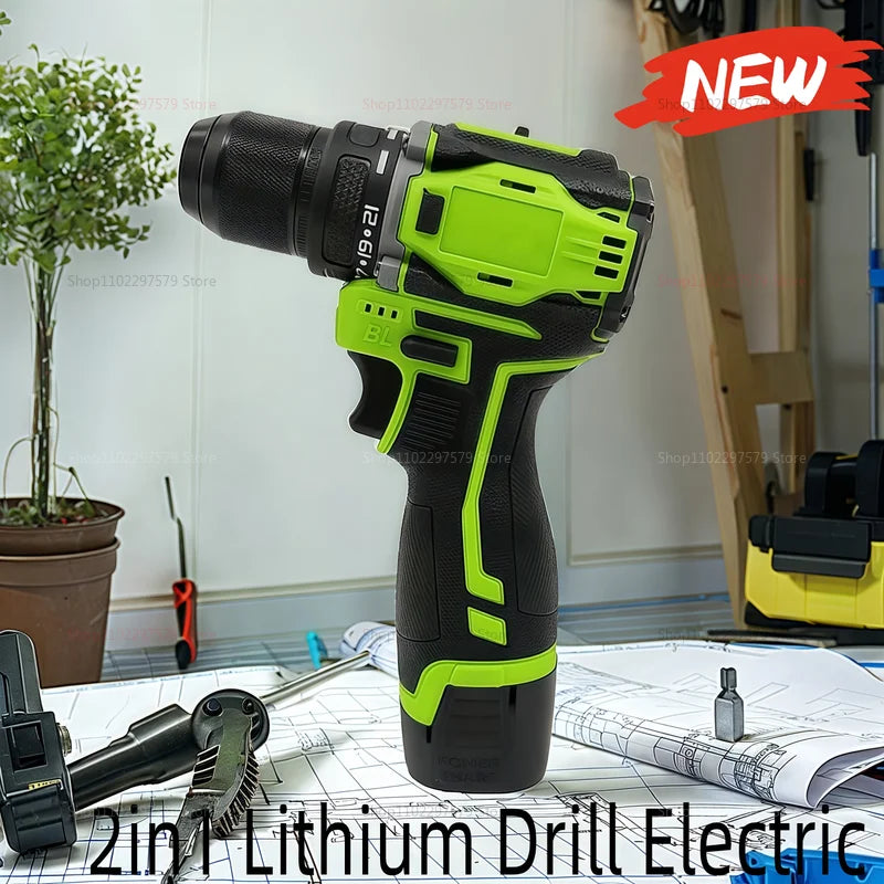 16.8V 2in1 Lithium Drill Electric Screwdriver Multi-function Power Tool 45Nm Torque Brushless Motor Practical Screw Driver