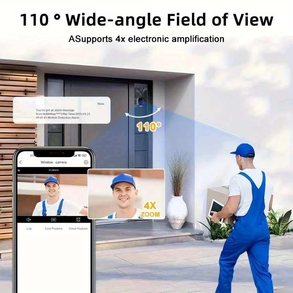 1080P WiFi Window Camera Full Color Night Vision Two-Way Audio Through Window Indoor Home Security Baby Monitor Camera