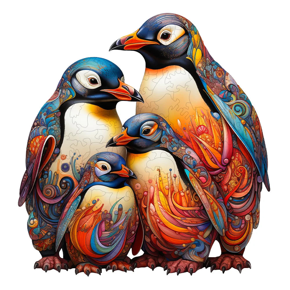 Penguin Wood Puzzle Home Decoration Painting Atress Eelief Roy Holiday Gift