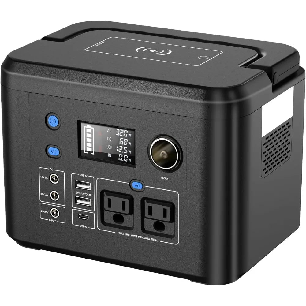 Portable Power Station 350W,  260Wh/70,000mAh Backup Lithium Battery, 110V Pure Sine Wave Power Bank with 2 AC Outlets