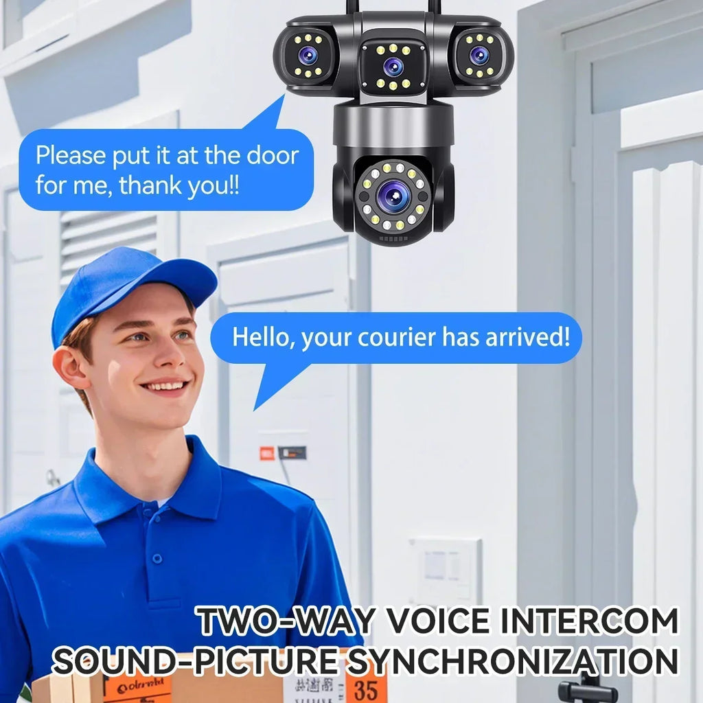 10K 20MP  WIFI IP Camera Outdoor 4 Lens 4 Screens 16X Zoom CCTV Wireless Video Surveillance Cameras 6K 12MP Security Protection