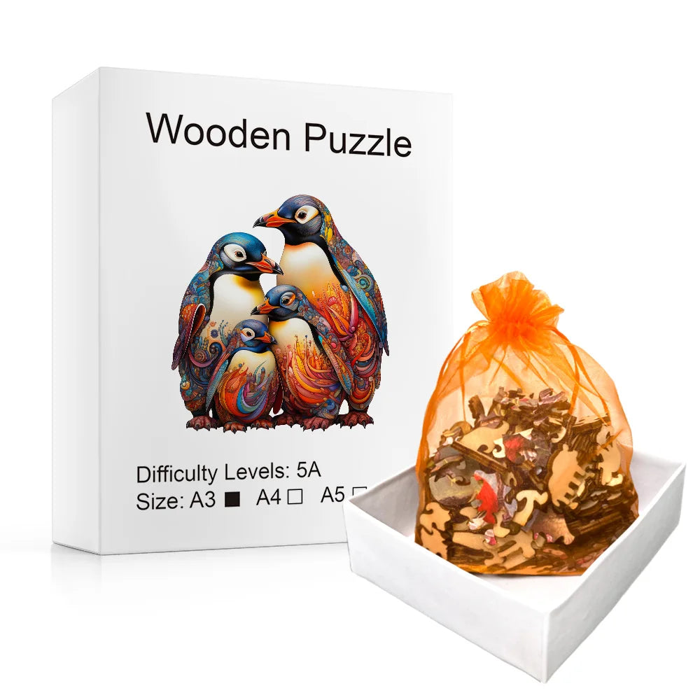 Penguin Wood Puzzle Home Decoration Painting Atress Eelief Roy Holiday Gift