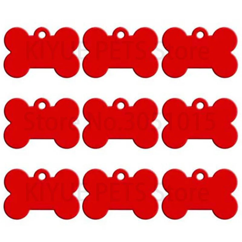 Wholesale 100Pcs Bone Dog ID Tag Engraving Pet Dog ID Tags Collars Bone Name Number Tags Customized Anodizing aluminum Puppy Tag