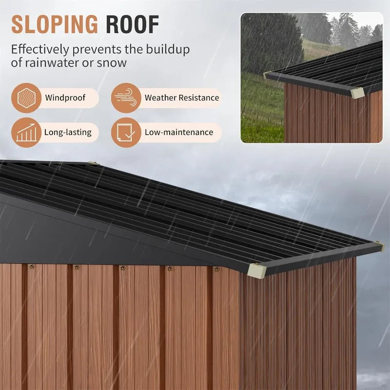 5x3 Ft Storage Shed, Outdoor Metal Shed With Lock, Small Lean To Shed, Compact Vertical Outside Bike Tiny House For Garden