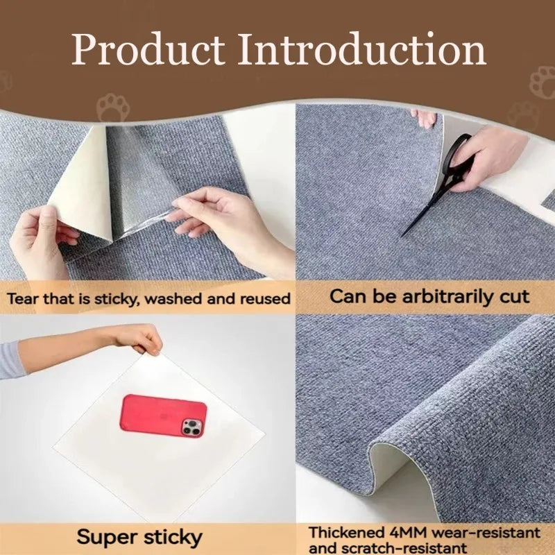 Self-Adhesive Cat Scratching Mat Trimmable Cat Carpet Cat Scratching Carpet Corner Wall DIY Scratch Sofa Furniture Protector