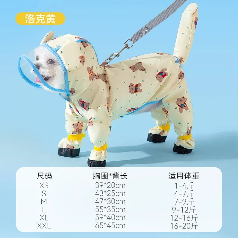 Puppy Dog with Feet Poncho All-inclusive Waterproof Bag Tail Four-legged Pet Clothes Dog Raincoat