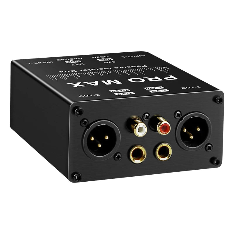 2-Way Audio Isolator Noise Eliminator XLR 6.5mm RCA Lotus Dual Channel Audio Current Noise Filter for Mixer Live Broadcast
