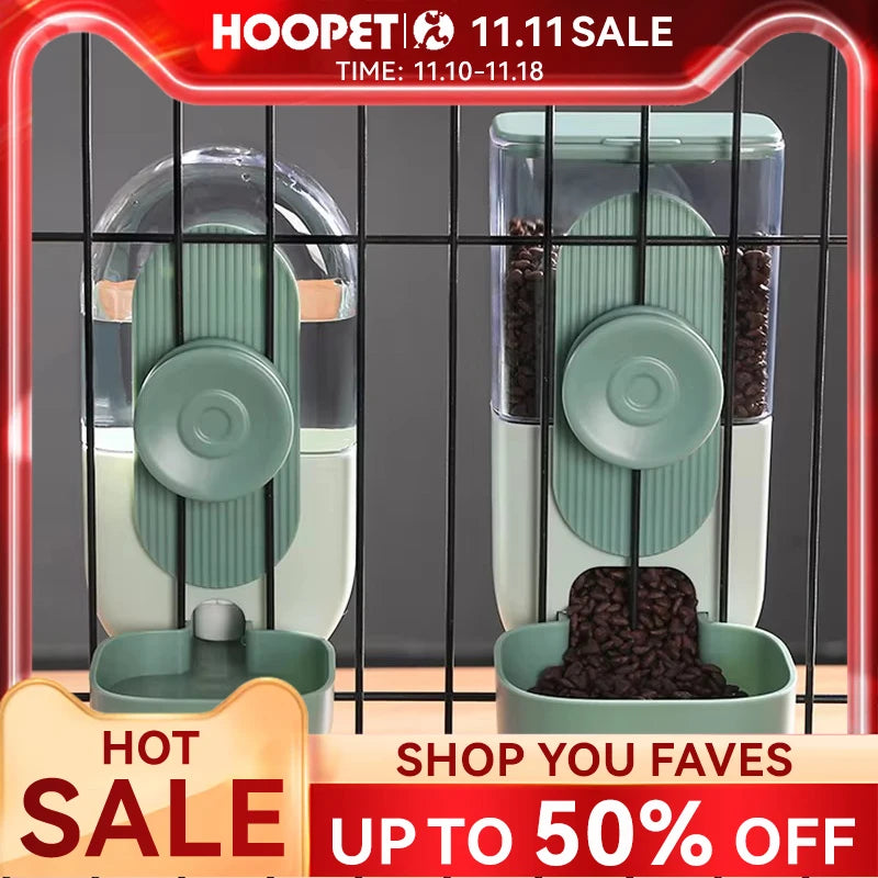 HOOPET Automatic Pet Bowls Cage Hanging Feeder Pet Water Bottle Food Container Dispenser Bowl for Puppy Cat  Pet Feeding Product