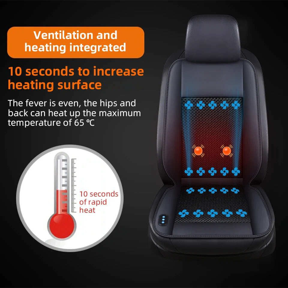 12V Seasons General Multi functional Seat Cover Car Seat Cushion With 10 Fan Ventilation Cooling＆2-Point Massage＆Full Heating