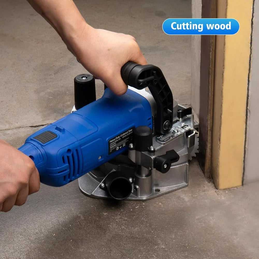 Heavy-Duty Undercut Saw Jamb Saw Kit 1800W 2.5HP 120V 60Hz, with Two 6.5" Alloy Blade (Wood) and One Diamond Blade Model EUS1800
