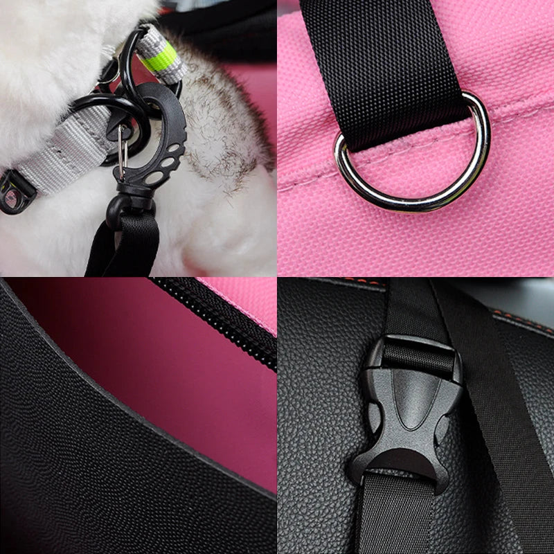Dog Car Seat,Scratch Proof Durable Pet Booster Car Front Seat Puppy Safety Belt Stable Foldable Travel Pet Car Seat