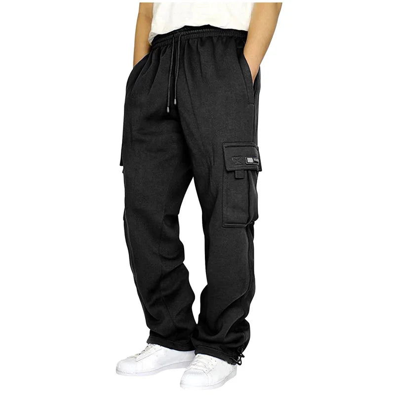 autumn winter Fashion Men's casual Sports pants Solid Color multi-pocket straight Leg Trousers loose large size men cargo pants