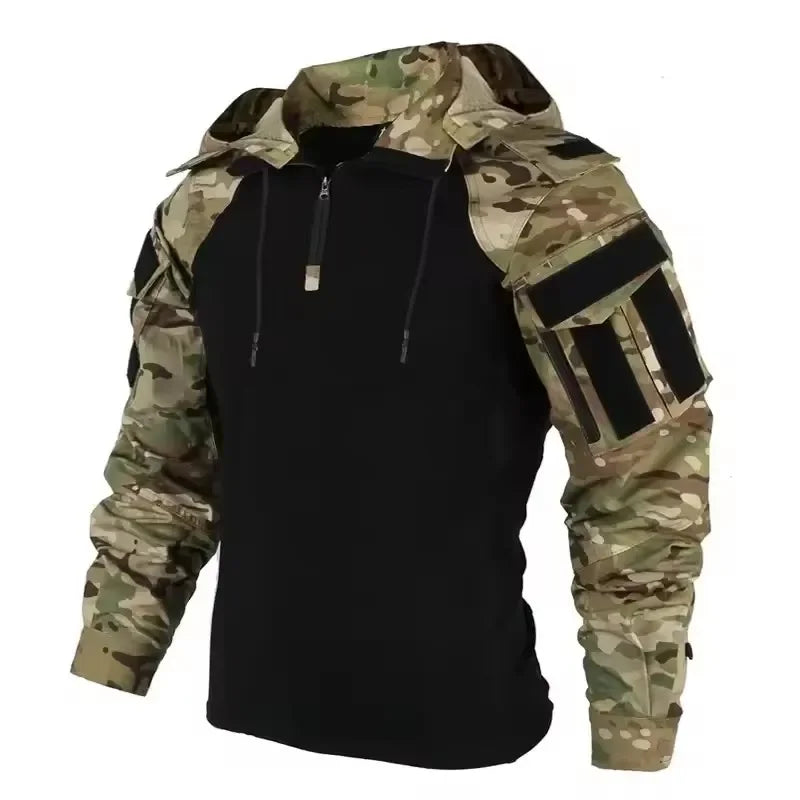 Outdoor Combat Uniform Tactical Suits Wear Resistant T-Shirt Hooded Pants Men Clothes Shirts Airsoft Paintball Hunting Clothes
