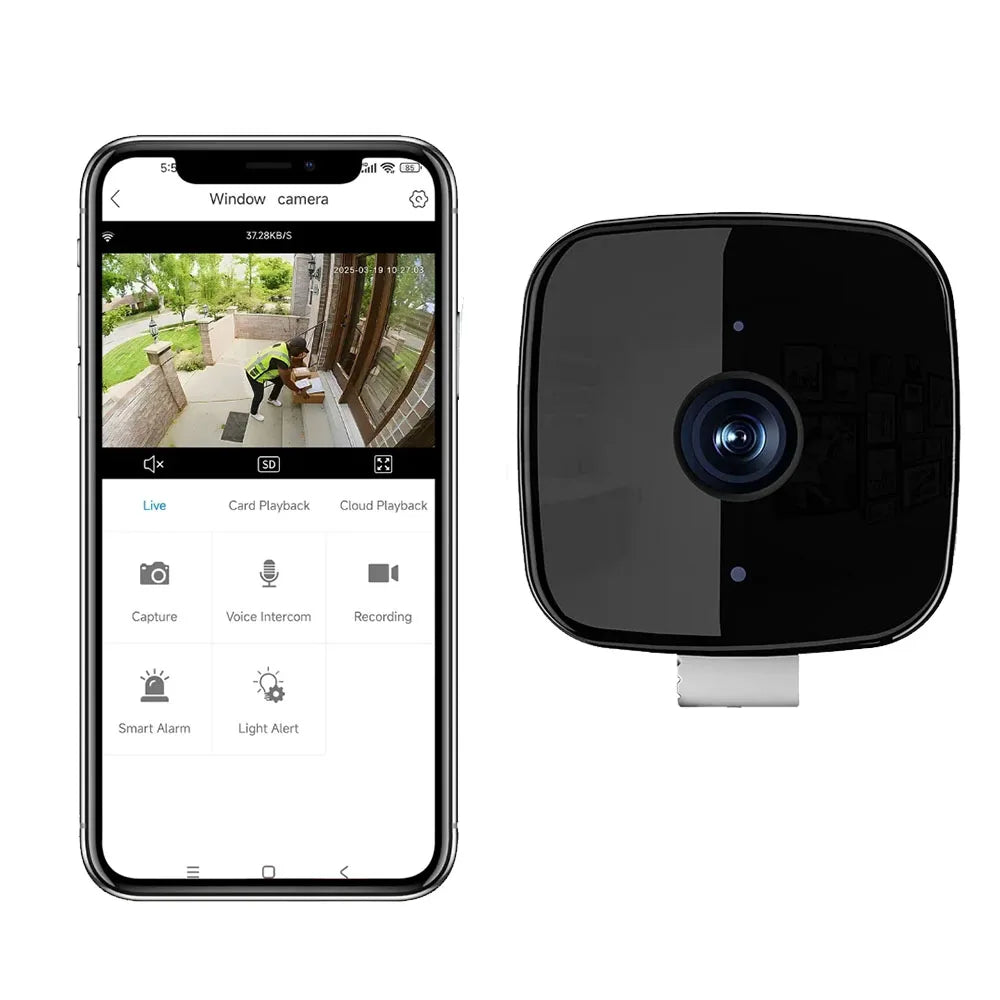 1080P WiFi Window Camera Full Color Night Vision Two-Way Audio Through Window Indoor Home Security Baby Monitor Camera