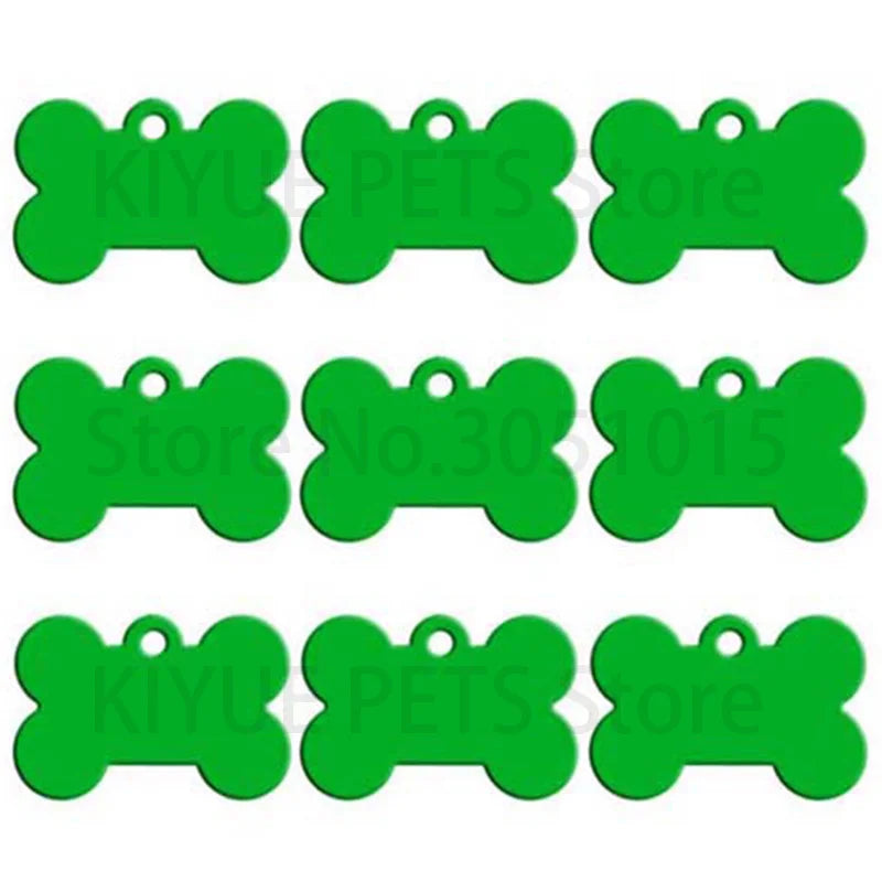 Wholesale 100Pcs Bone Dog ID Tag Engraving Pet Dog ID Tags Collars Bone Name Number Tags Customized Anodizing aluminum Puppy Tag