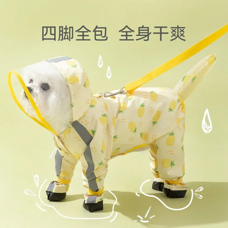 Puppy Dog with Feet Poncho All-inclusive Waterproof Bag Tail Four-legged Pet Clothes Dog Raincoat