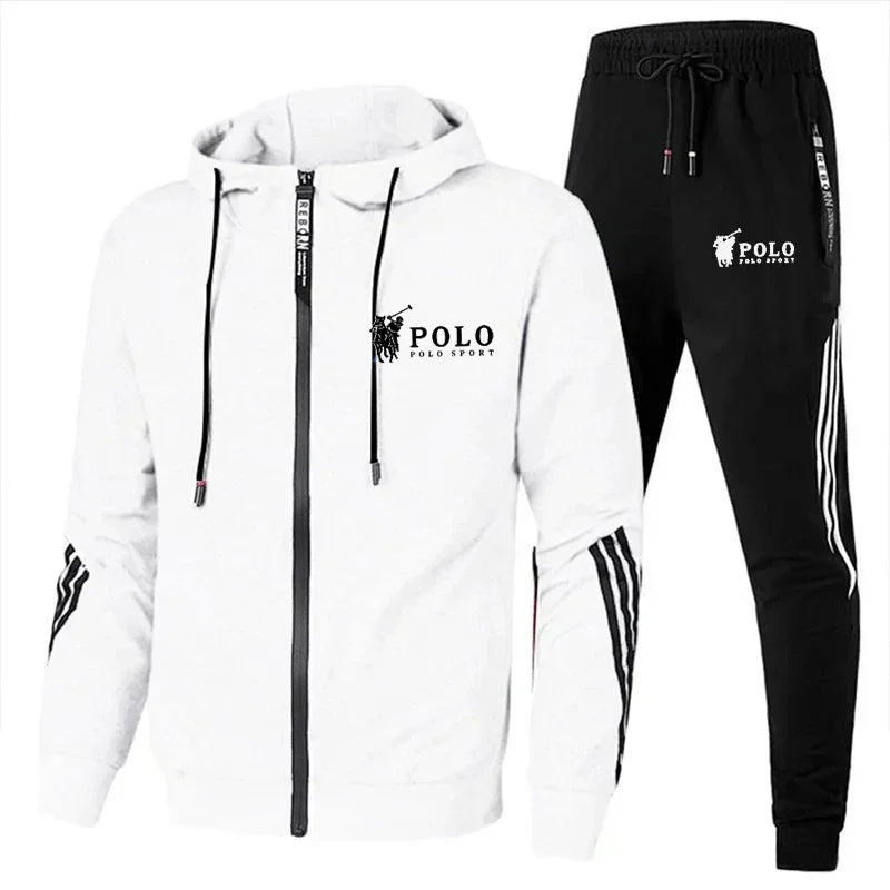 Outdoor fashion men's hooded jacket + jogging pants 2-piece set, 2025 new spring and autumn casual men's sportswear set