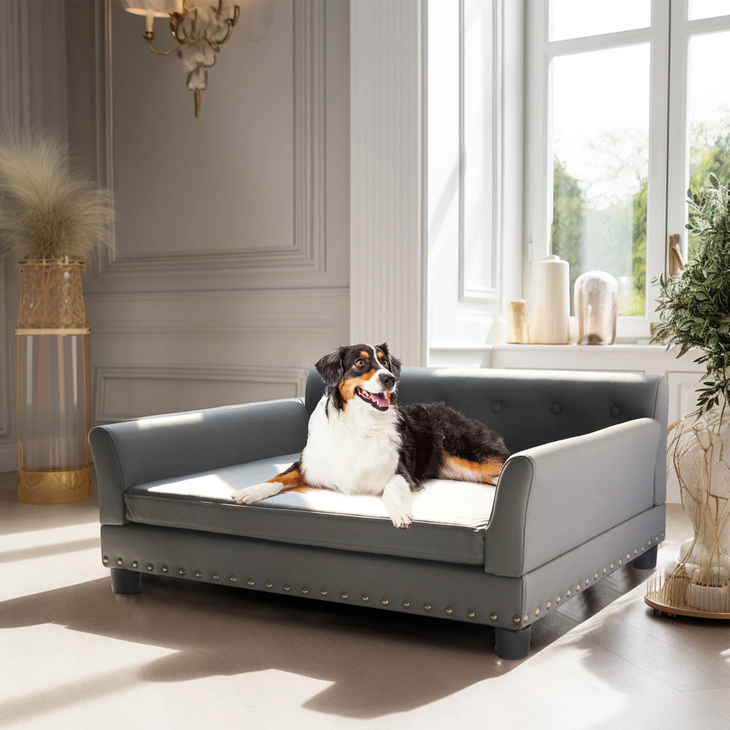 Elevated Dog Bed Sofa Mat Microfiber Leather Cover Removable Cushion