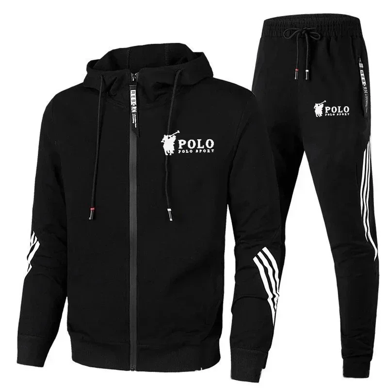 Outdoor fashion men's hooded jacket + jogging pants 2-piece set, 2025 new spring and autumn casual men's sportswear set