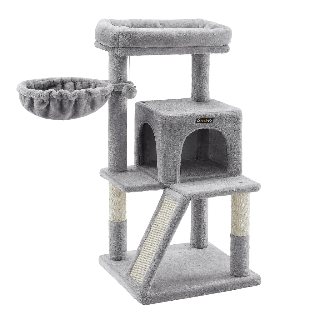FEANDREA scratching post with large observation deck, scratching board by SONGMICS