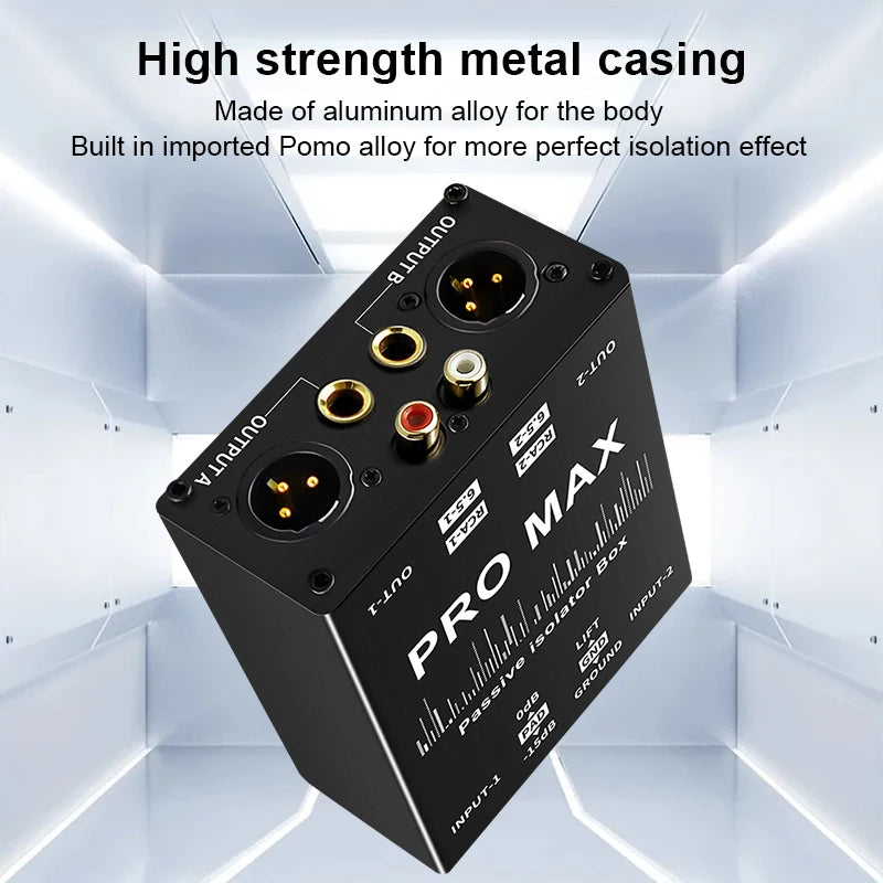 2-Way Audio Isolator Noise Eliminator XLR 6.5mm RCA Lotus Dual Channel Audio Current Noise Filter for Mixer Live Broadcast