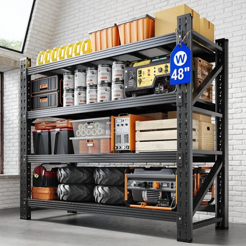 48" W Metal Garage Storage Shelves,Heavy Duty Adjustable Steel Organization Shelving,Utility Rack Shelf,48" W x 24" D x 69" H