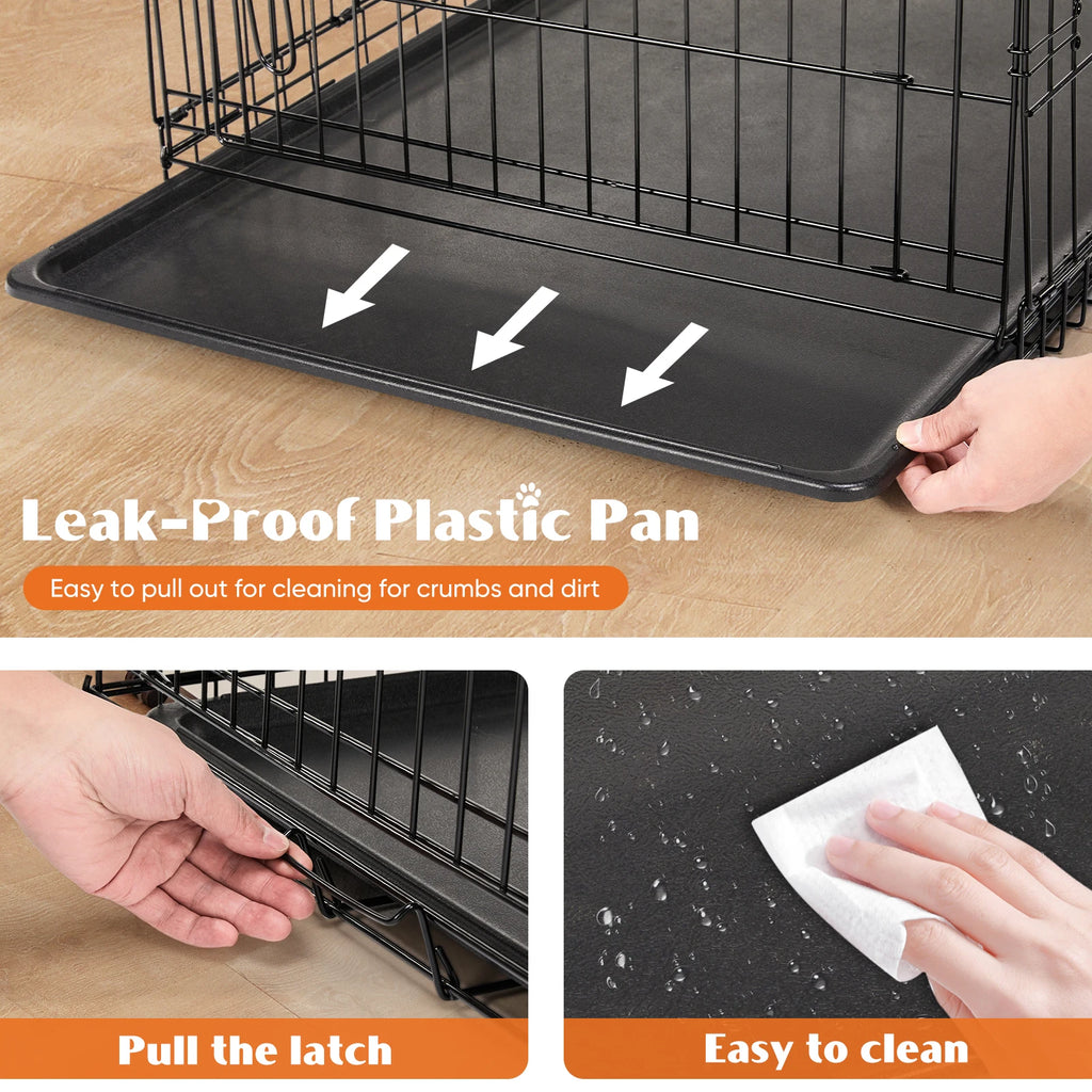 JHK Double Door Folding Metal Wire Dog Cage Travel