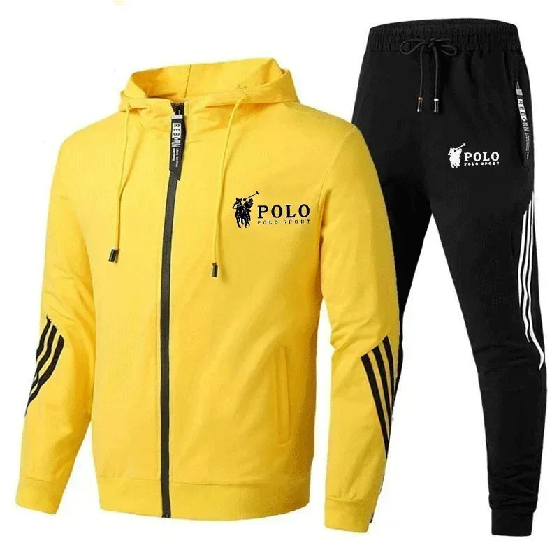 Outdoor fashion men's hooded jacket + jogging pants 2-piece set, 2025 new spring and autumn casual men's sportswear set