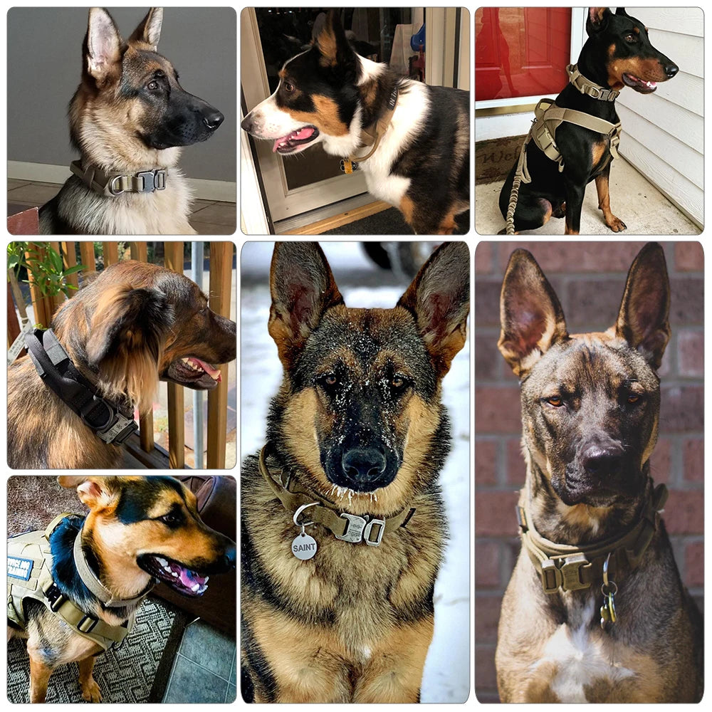 Tactical Dog Collar Adjustable Pet Collar Training Dog Collar With Heavy Duty Metal Buckle For Medium And Large Dogs Accessories