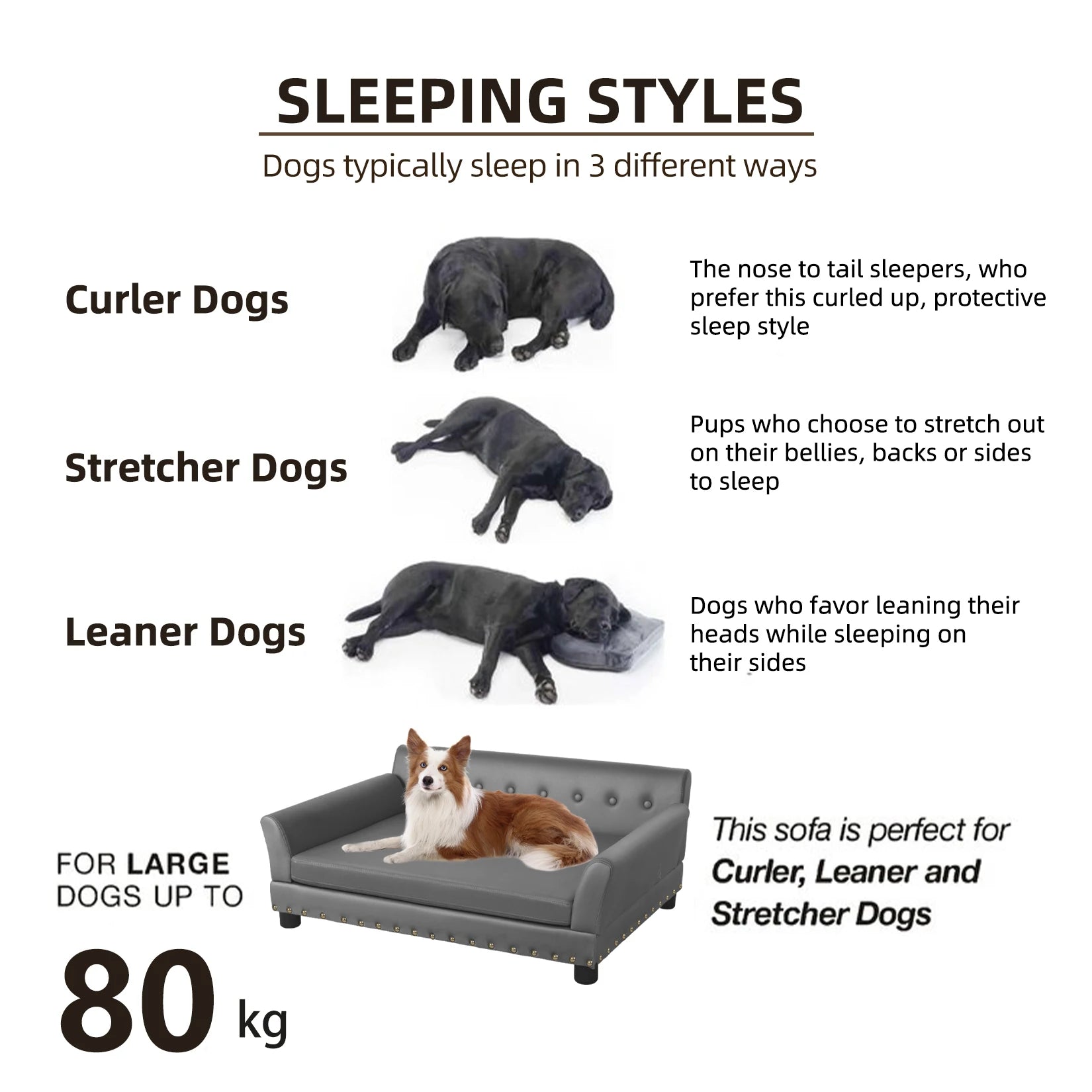 Elevated Dog Bed Sofa Mat Microfiber Leather Cover Removable Cushion
