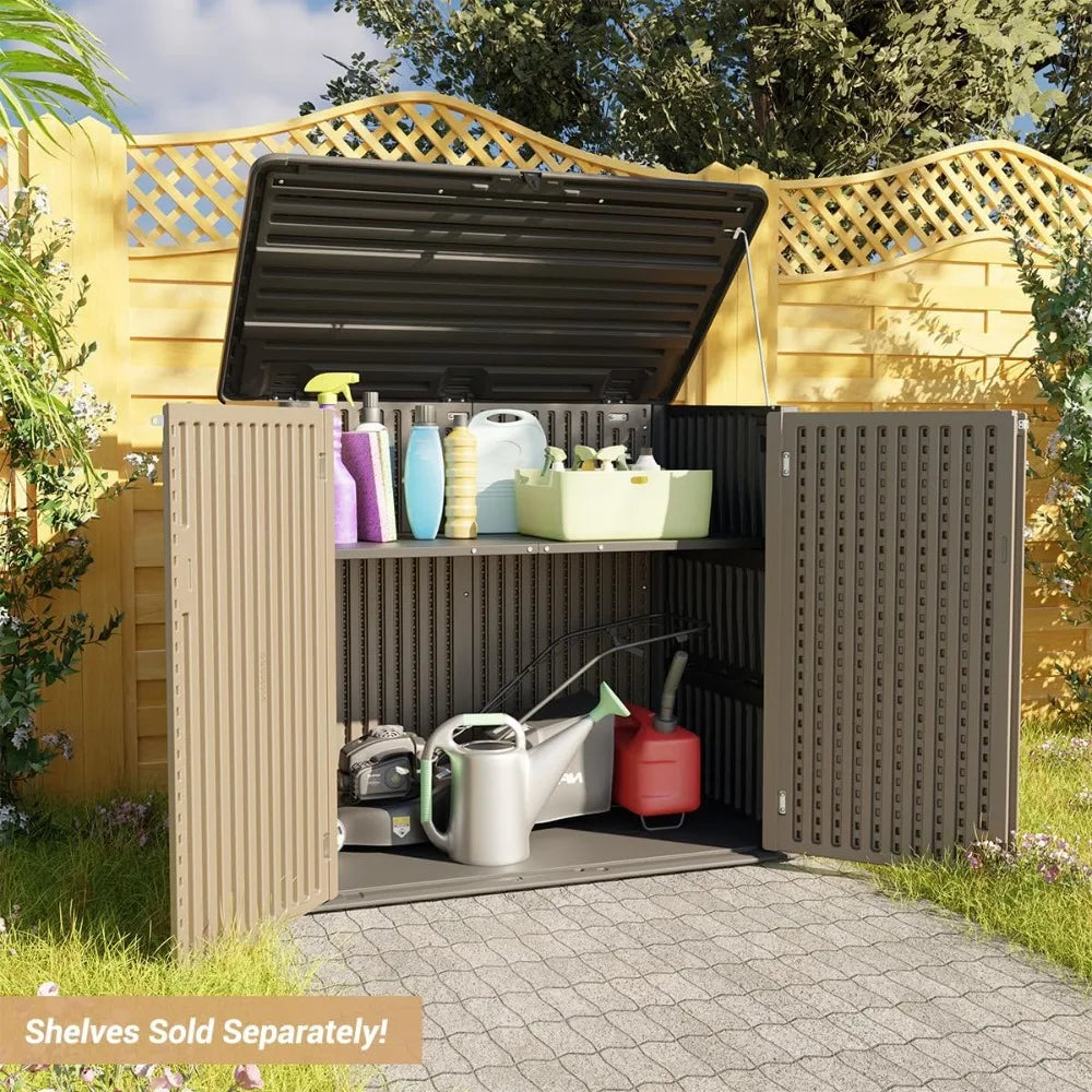 Larger Outdoor Storage Shed Weather Resistance, Resin Sheds & Outdoor Storage for Garden, Patios, Backyards, 48 Cu.Ft Tool Shed