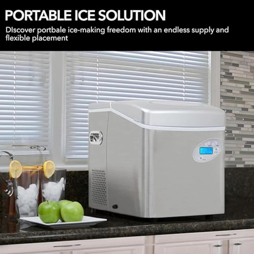 Free shipping - Portable 49lb Capacity Stainless Steel with Water Connection Ice Makers,Easy to use, One Size - New upgrade