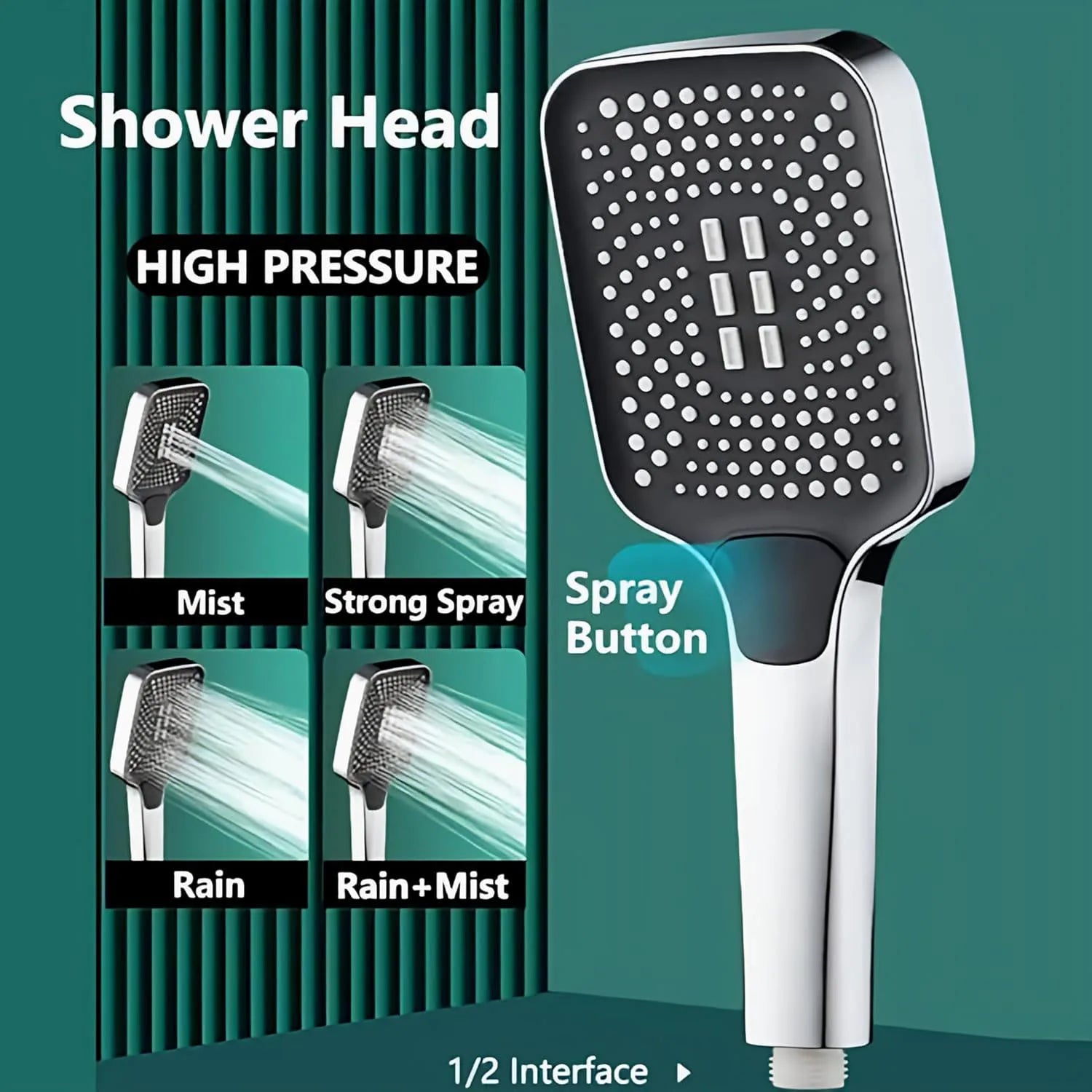Adjustable Shower Head With 3 Modes Large Flow Shower Head High Pressure Water Saving Shower Faucet Bathroom Accessories