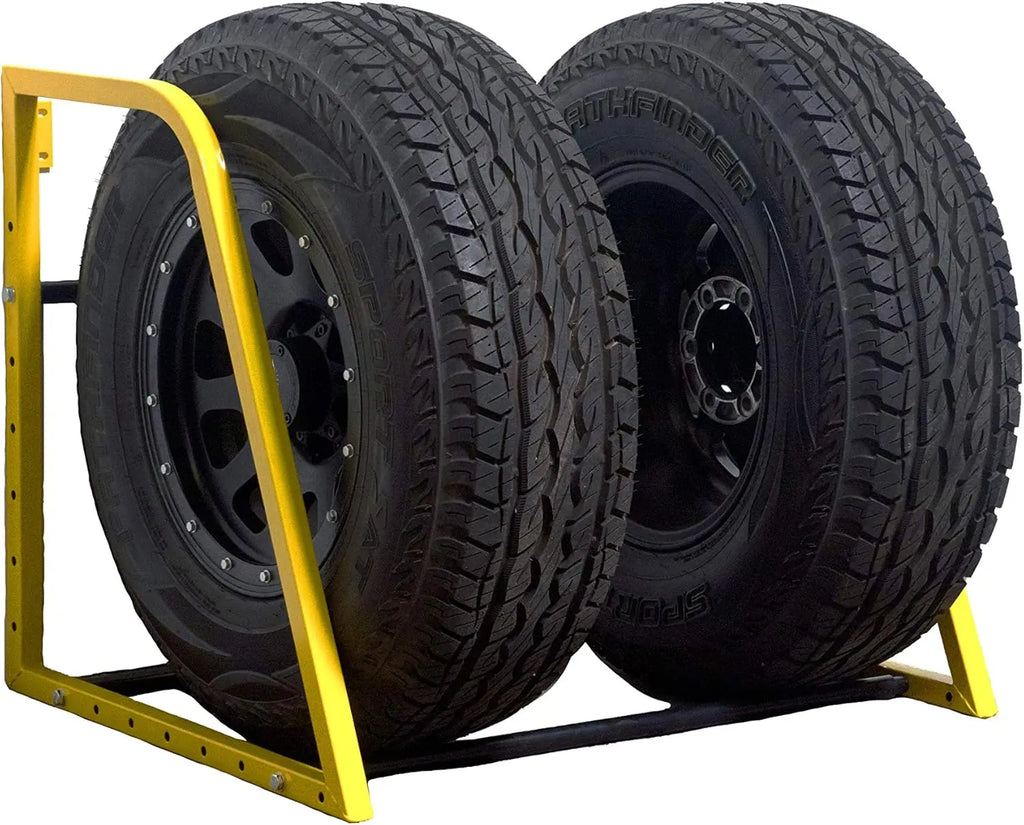 Heavy-Duty Adjustable Wall-Mount Tire Storage Rack, Telescoping 32-48" Width, 375 lb Capacity, Powder-Coated Steel
