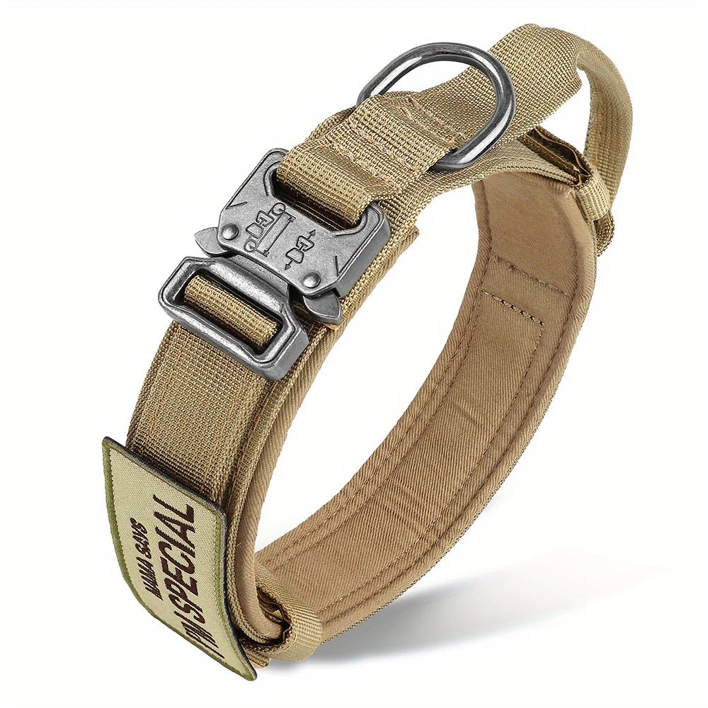 Handle Military Collar with Patch Outdoor Training and Walking for Medium and Large Dogs