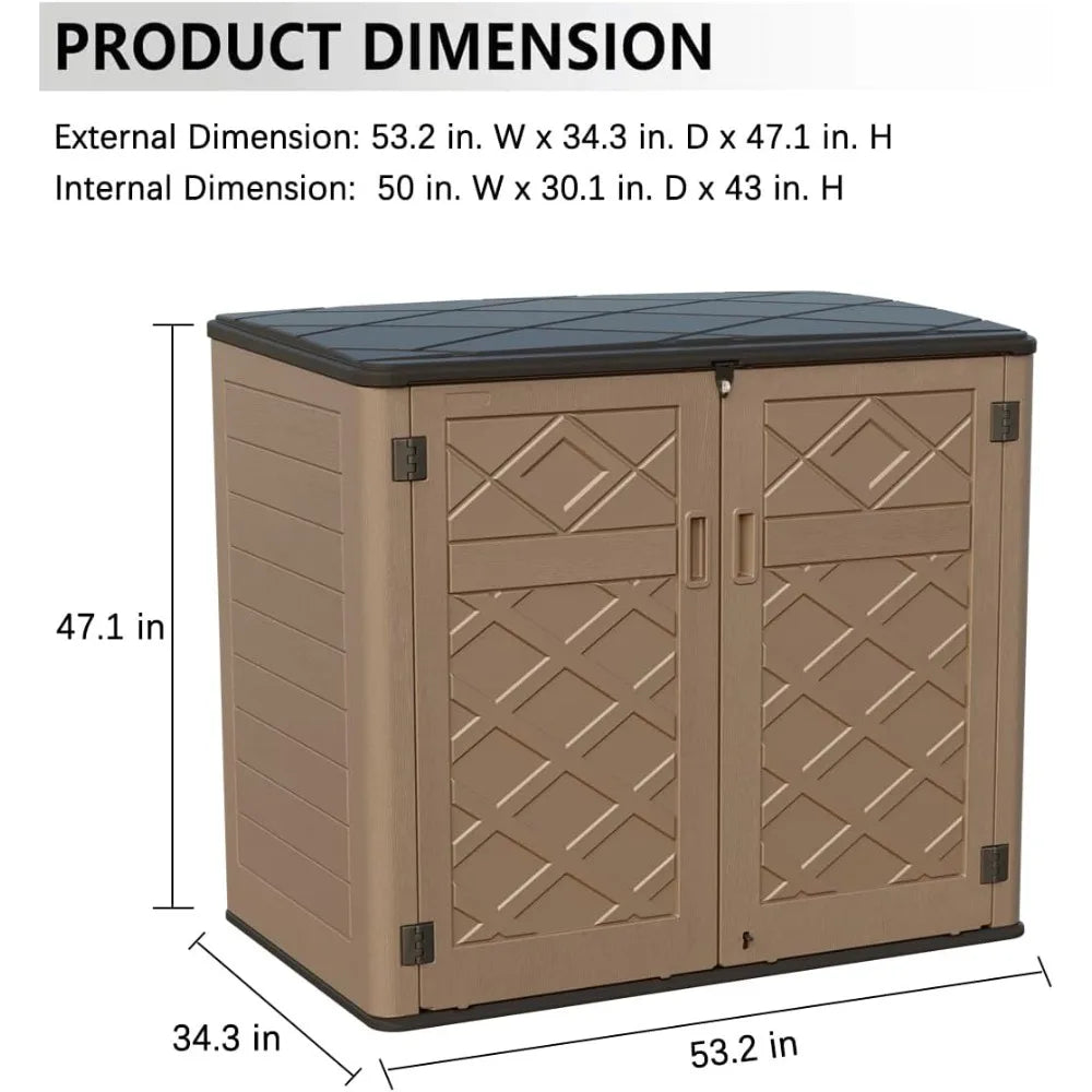 Larger Outdoor Storage Shed Weather Resistance, Resin Sheds & Outdoor Storage for Garden, Patios, Backyards, 48 Cu.Ft Tool Shed