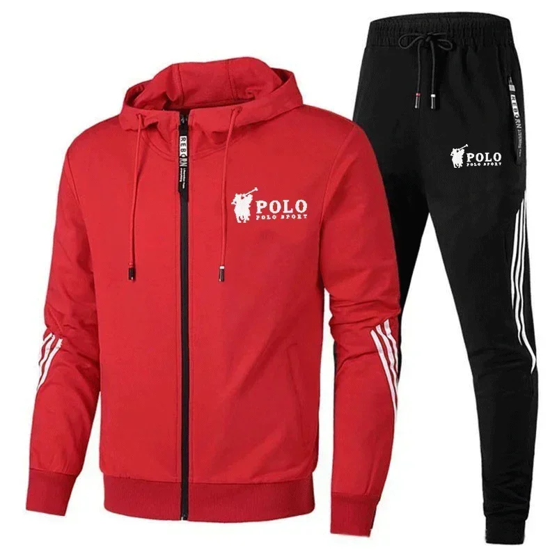 Outdoor fashion men's hooded jacket + jogging pants 2-piece set, 2025 new spring and autumn casual men's sportswear set