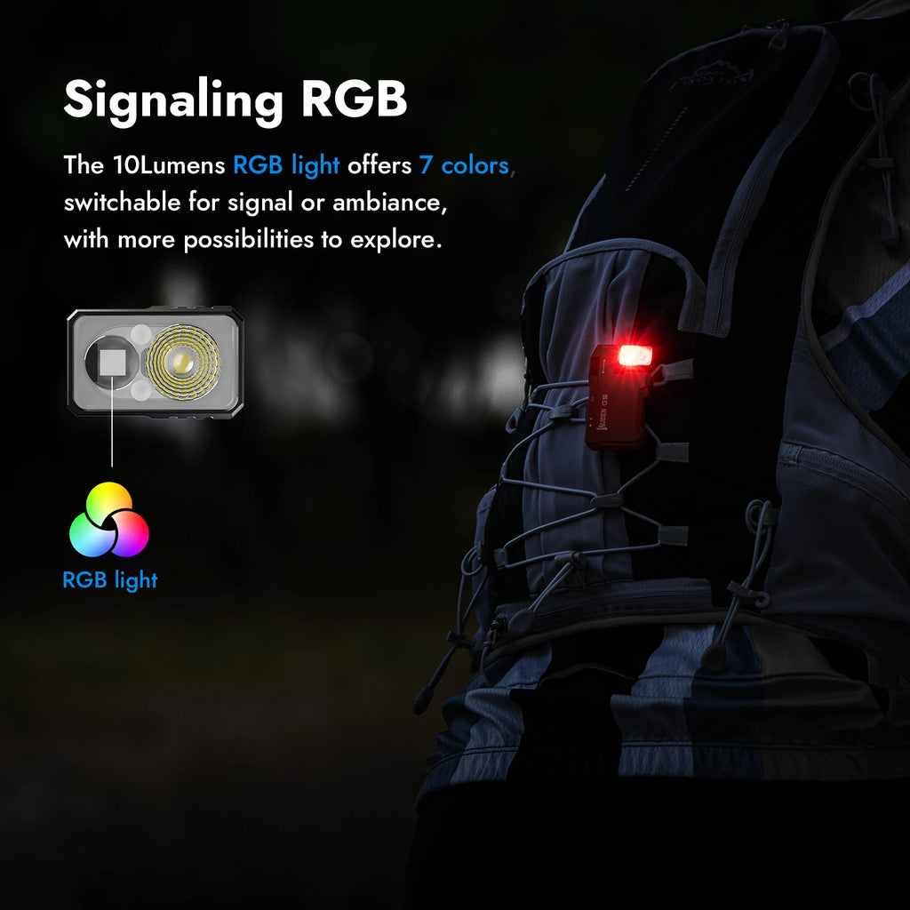 WUBEN G5 Rechargeable EDC Flashlight, 400 Lumens Dual Light Sources Mini Flashlight with RGB Light, Portable Pocket Flashlights