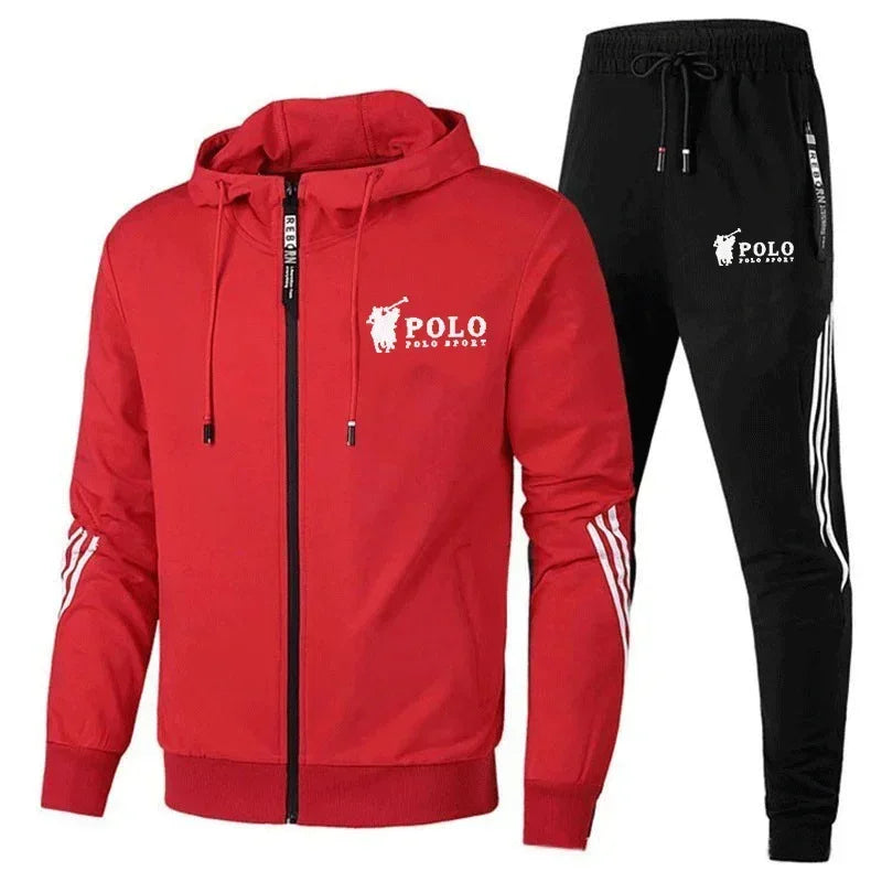 Outdoor fashion men's hooded jacket + jogging pants 2-piece set, 2025 new spring and autumn casual men's sportswear set
