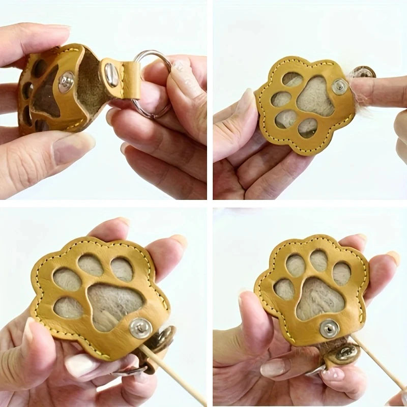 PU Leather Pet Hair Storage Bag Multi-Functional Portable Keychain Pet Memorial Keychain Keepsake Hair Storage for Pet Lovers