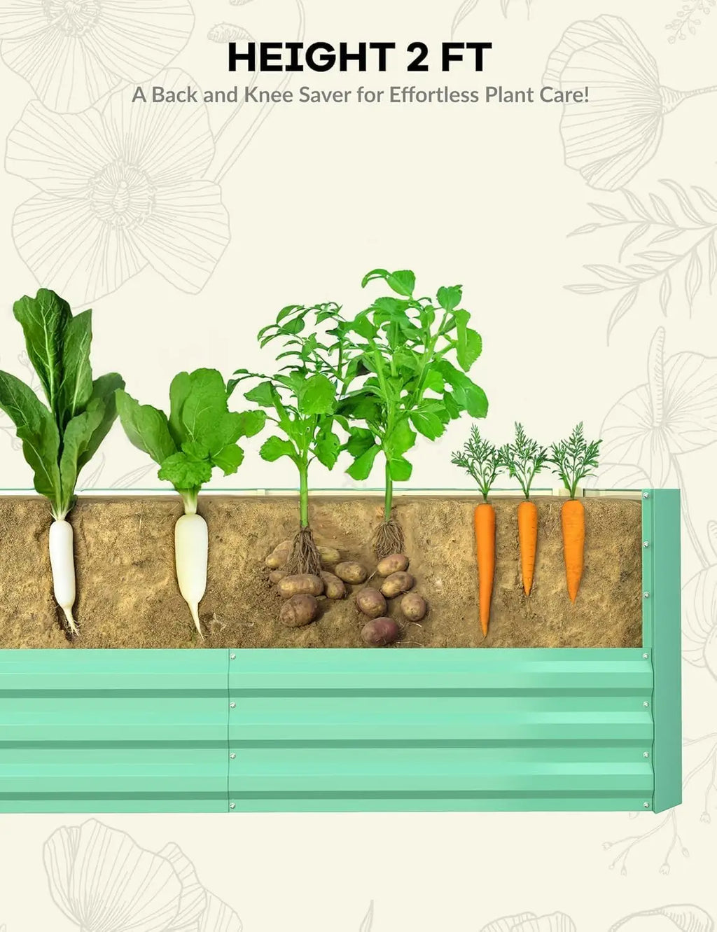 6x3x2 8x4x2ft Deep Root Planter Box for Vegetables Flowers Herbs-Large Metal Raised Garden Bed Kit