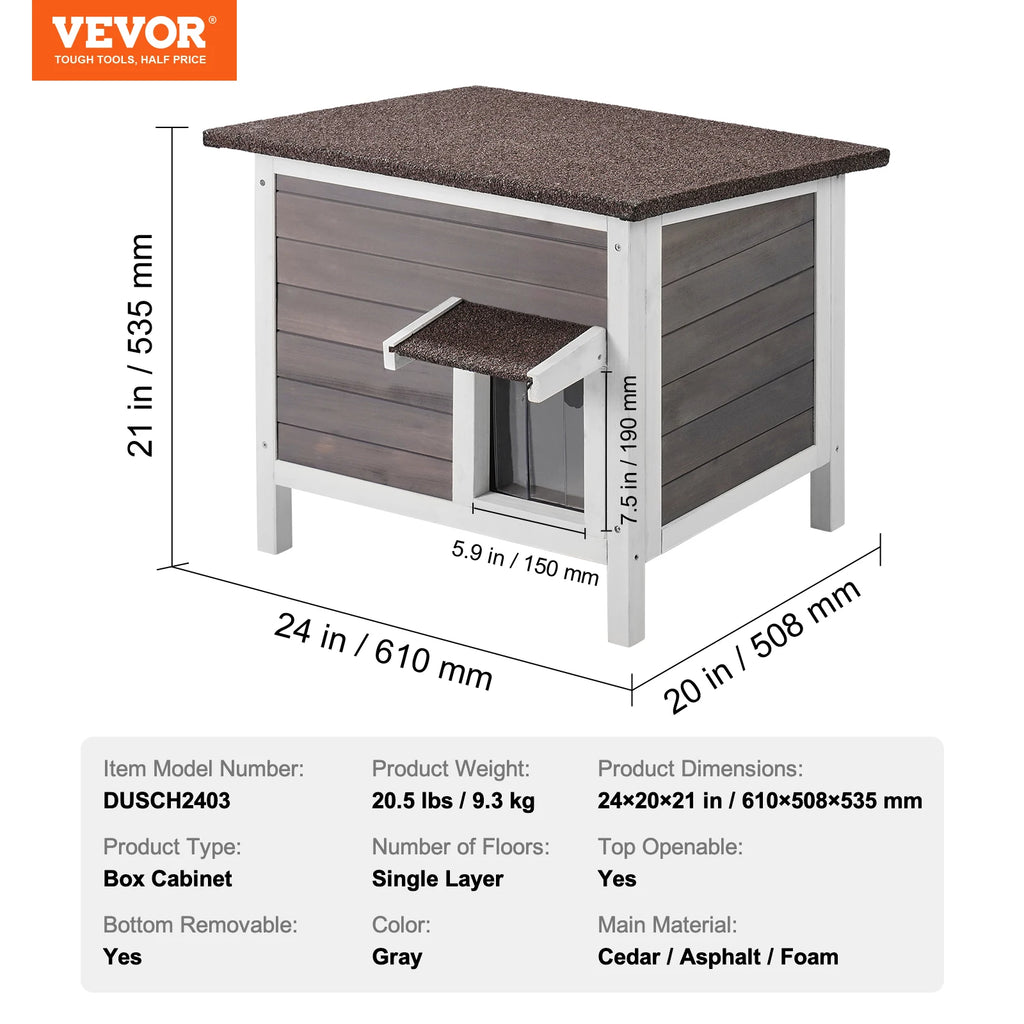 SucceBuy Outdoor Cat House Weatherproof, Feral Cat Shelter for Cat Outdoor Wooden Cat Rabbit House with All-Round Foam Insulated