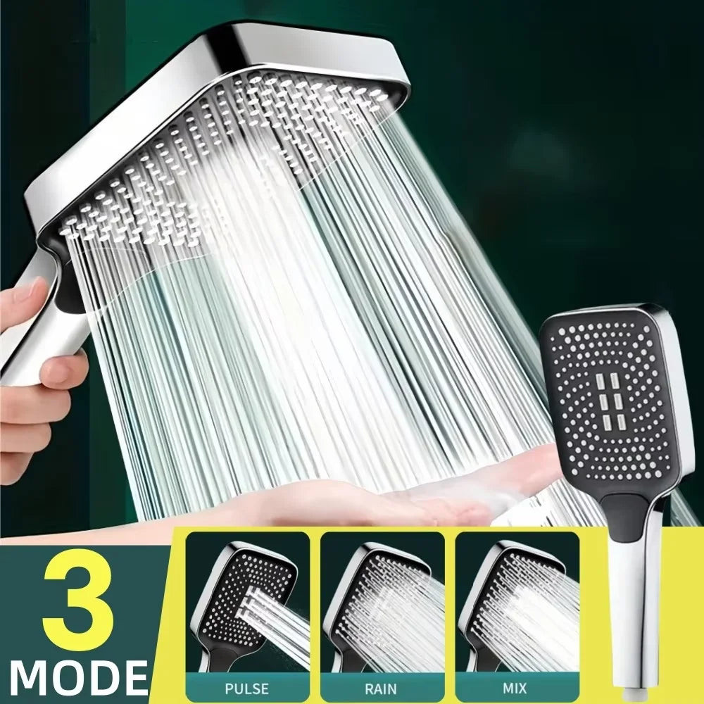Adjustable Shower Head With 3 Modes Large Flow Shower Head High Pressure Water Saving Shower Faucet Bathroom Accessories