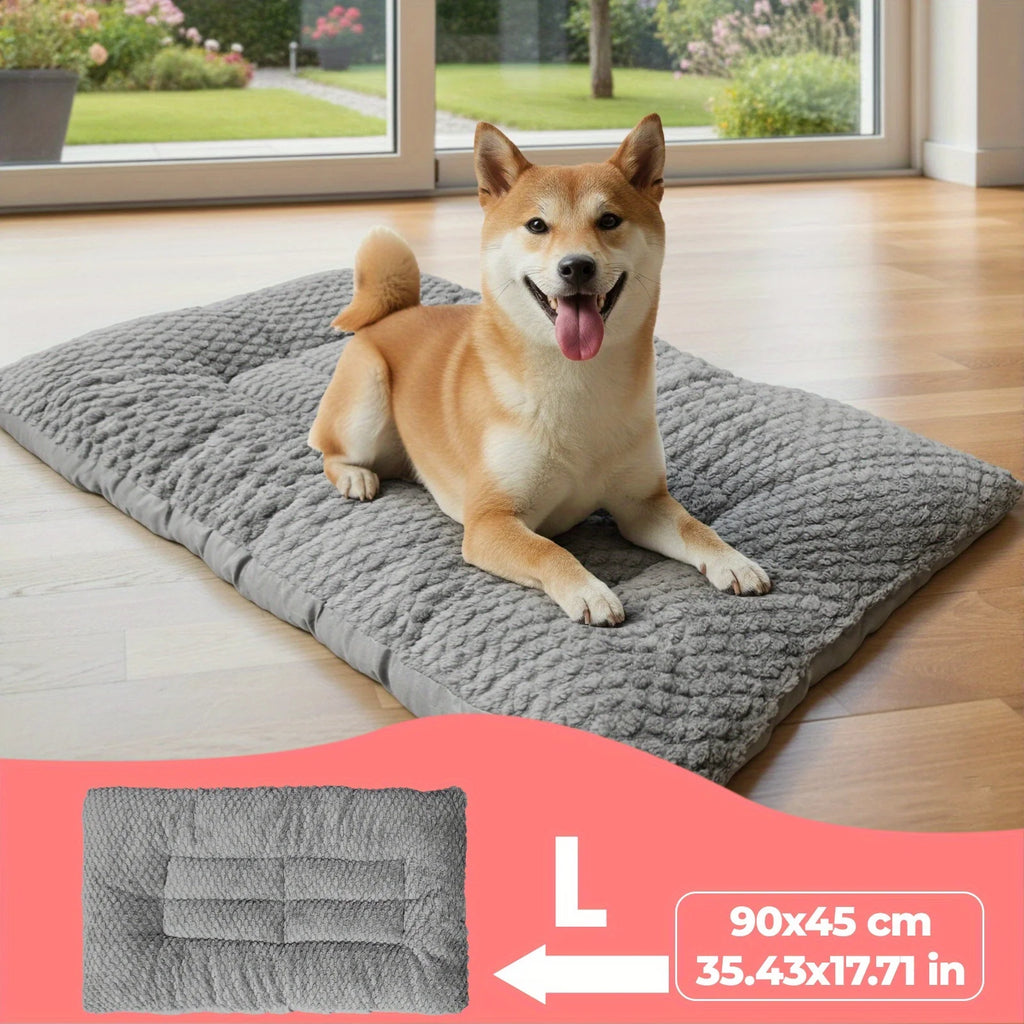 Extra-Large Plush Dog Crate Pad Pet Bed with Pillow Raised Edges Ultra-Soft Polyester Mattress for Small Medium Large Dogs