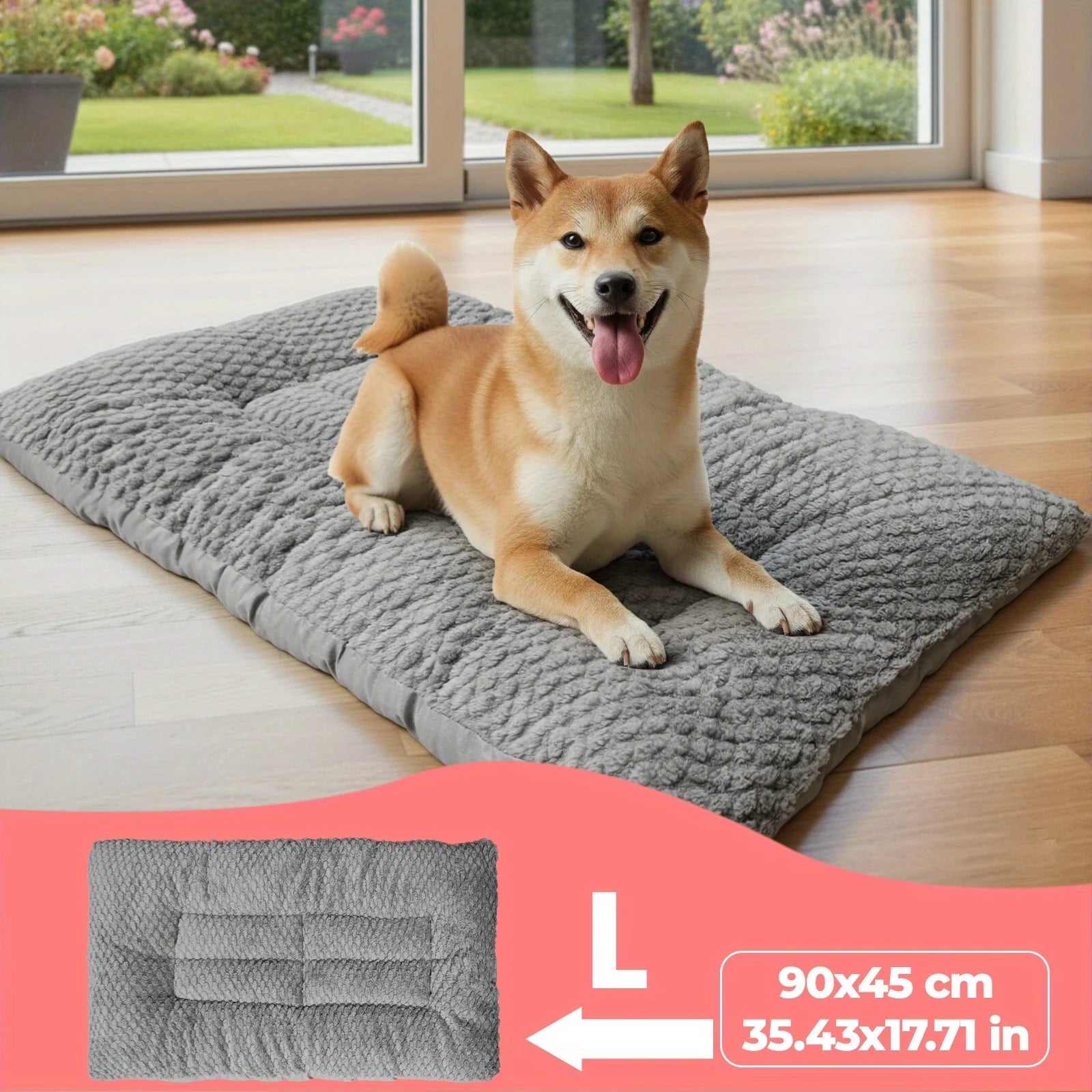 Extra-Large Plush Dog Crate Pad Pet Bed with Pillow Raised Edges Ultra-Soft Polyester Mattress for Small Medium Large Dogs