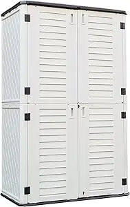 Larger Outdoor Storage Shed Weather Resistance, Resin Sheds & Outdoor Storage for Garden, Patios, Backyards, 48 Cu.Ft Tool Shed