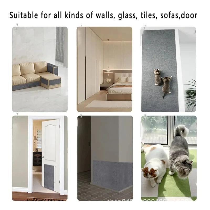 Self-Adhesive Cat Scratching Mat Trimmable Cat Carpet Cat Scratching Carpet Corner Wall DIY Scratch Sofa Furniture Protector