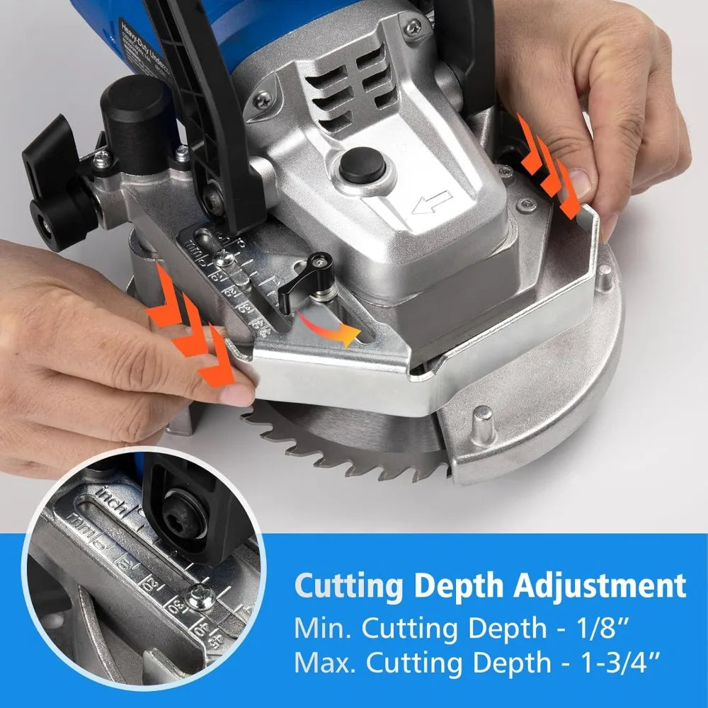 Heavy-Duty Undercut Saw Jamb Saw Kit 1800W 2.5HP 120V 60Hz, with Two 6.5" Alloy Blade (Wood) and One Diamond Blade Model EUS1800